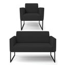 Ver imagem 1 de Sofá Namoradeira com Poltrona Base Industrial Preto Marisa Veludo Preto D03 - D'Rossi
