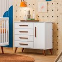 Ver imagem 1 de Cômoda Sapateira 4 Gavetas 1 Porta Q Encanto Retrô Mdf: Branco