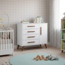 Ver imagem 2 de Cômoda Sapateira 4 Gavetas 1 Porta Q Encanto Retrô Mdf: Branco