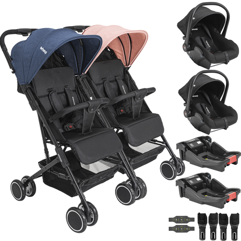 Carrinho Kiddo Gemeos 2 Bebe Conforto Colinho 2 Base Mascote Casal