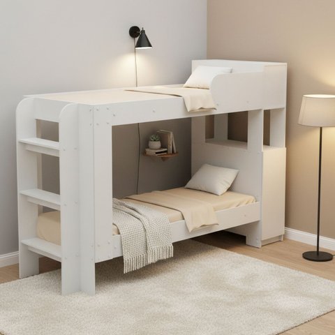 Cama Beliche Juvenil Escadas Baú Armário 240cm Tecnomóbili