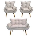 Ver imagem 1 de Kit 2 Poltronas e 1 Namoradeira Mariana Suede Branco