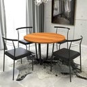 Ver imagem 1 de Kit Mesa de Jantar 1,10m + 4 Cadeiras Metal Industrial F5 Cor:freijó com Preto