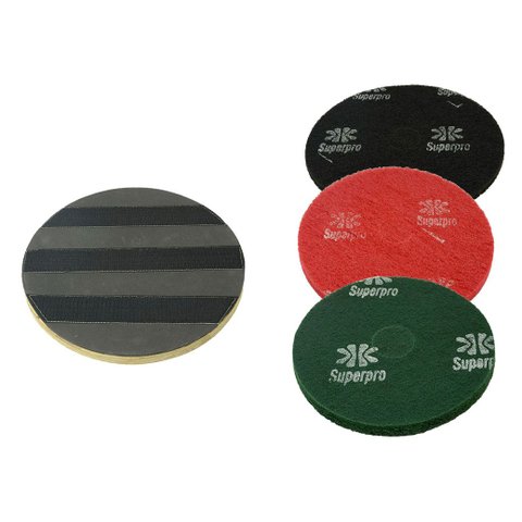 Conjunto Suporte para disco de limpeza com velcro COM flange CLEANER 300 mm + Disco Removedor Preto 