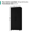 Ver imagem 3 de Guarda Roupa Multiuso 2 Portas 189x82 cm Portugal Preto Rudk