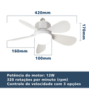 Ver imagem 3 de Ventilador de Teto com Luz Silencioso Bivolt para Quartos Pequenos com Controle Remoto Led 3 Cores