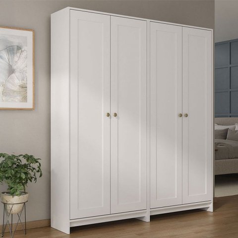 Armário de Lavanderia Americano 4 Portas 8 Prateleiras Branco - Pnr Móveis