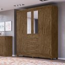 Ver imagem 2 de Guarda Roupa 6 Portas com Espelho New Avaí Castanho Wood 896331 Moval