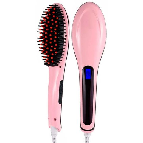 Escova Magic Alisadora com Lcd- Digital - Bivolt - Rosa