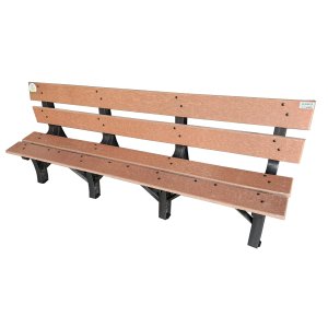 BANCO DE JARDIM MADEIRA PLÁSTICA MACIÇA REFORÇADA MARROM COM 3 LUGARES E 4 TÁBUAS 100% RECICLADO 2M 
