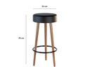 Ver imagem 2 de Kit 6 Banquetas Banco Alto Londres Couro Preto Bar Cozinha Pés Madeira Mz Decor
