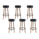 Ver imagem 1 de Kit 6 Banquetas Banco Alto Londres Couro Preto Bar Cozinha Pés Madeira Mz Decor