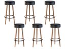 Ver imagem 1 de Kit 6 Banquetas Banco Alto Londres Couro Preto Bar Cozinha Pés Madeira Mz Decor