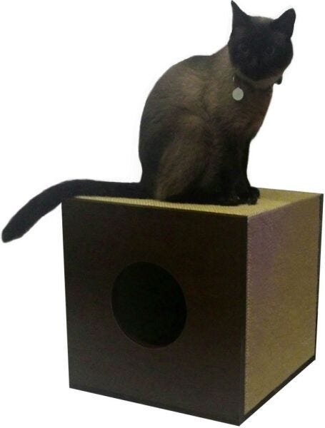 Arranhador para Gatos Single Box em MDF Branco 15mm e Sisal - 1