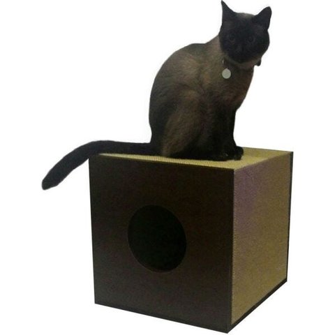 Arranhador para Gatos Single Box em MDF Branco 15mm e Sisal