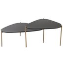 Ver imagem 1 de Kit 02 Mesas de Centro para Sala de Estar Pés Metálicos Adek A03 Nero Dourado - Lyam Decor