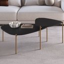 Ver imagem 2 de Kit 02 Mesas de Centro para Sala de Estar Pés Metálicos Adek A03 Nero Dourado - Lyam Decor