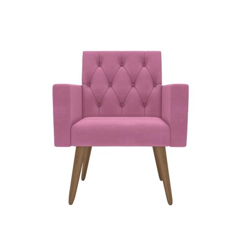 Poltrona Decorativa Capitone Reforçada Confortável para Sala Rose
