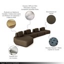 Ver imagem 3 de Sofá Ilha Sala de Estar Dakota 4 Módulos 626cm Encostos Almofadas Soltas Veludo Marrom Escuro G33 -