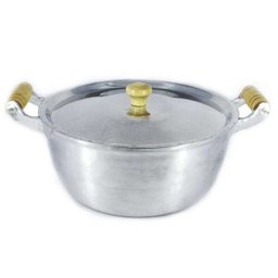 Caçarola Panela Alumínio Polido Alça Madeira Bojuda 30cm - 1