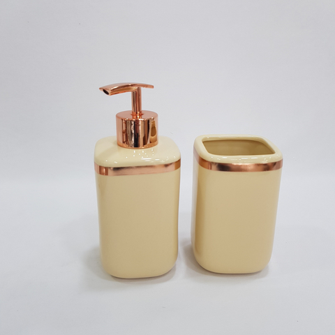 Kit Banheiro/lavabo 2 Peças Cerâmica Creme e Rose