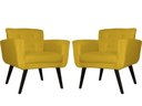 Ver imagem 1 de Kit 2 Poltronas Decorativa Geovana Couro Amarelo Pés Madeira Mz Decor