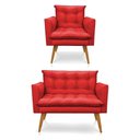 Ver imagem 1 de Kit Poltrona E Namoradeira 2 Lugares Olivia Suede Vermelho