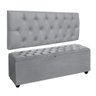 Conjunto Estofado Capitonê Para Cama King 195cm Cabeceira Com Recamier Baú Intense Várias Cores - LH - 11