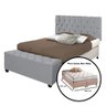 Conjunto Estofado Capitonê Para Cama King 195cm Cabeceira Com Recamier Baú Intense Várias Cores - LH - 4