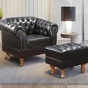 Ver imagem 2 de Conjunto Poltrona e Puff Chesterfield Duque Via Encanto Courano Preto