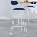 Ver imagem 2 de Kit 08 Banqueta Alta Bar Cozinha Sala de Jantar Áris C01 Branco Linho Azul Jeans - Lyam Decor