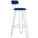 Ver imagem 3 de Kit 08 Banqueta Alta Bar Cozinha Sala de Jantar Áris C01 Branco Linho Azul Jeans - Lyam Decor
