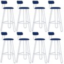 Ver imagem 1 de Kit 08 Banqueta Alta Bar Cozinha Sala de Jantar Áris C01 Branco Linho Azul Jeans - Lyam Decor