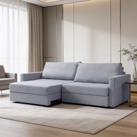 Sofá 3 Lugares Retrátil Reclinável com Baú 220cm Maiorca K01 Linho Cinza - Lyam Decor