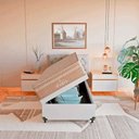 Ver imagem 2 de Cama Box Baú Solteiro + Colchão Paris Molas Ensacadas Bege Couro Branco/bege