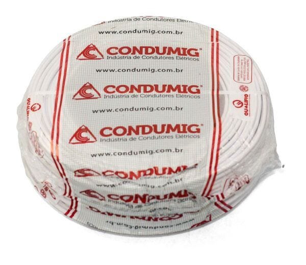 Cabo Fio Elétrico Flex 1x6 mm Condumig Branco rolo 100m - 2