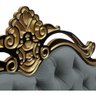 Cabeceira Painel Charlotte 1,60 m Preto Entalhe Dourado Capitonê Veludo Cinza - 4