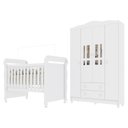 Ver imagem 3 de Conjunto Quarto Bebê Berço 3 em 1 Mirelle Guarda Roupa 4 Portas 100% MDF Branco