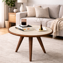 Ver imagem 1 de Mesa de Centro Redonda com Design Retrô Lívia - Off Freijó