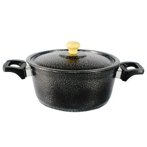 Caçarola Panela De Alumínio Craqueada Alça Baquelite 22cm - Preto