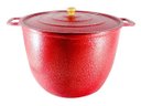 Ver imagem 1 de Caldeirão Alça Alumínio Craqueado Com Tampa 16,7 Litros Vermelho 34cm