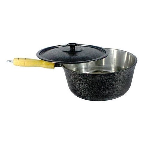 Caçarola Panela De Alumínio Craqueada Cabo De Madeira 24cm - Preto