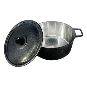 Caçarola Panela Craqueada Alça Alumínio Fundido E Tampa 55cm - Vermelho