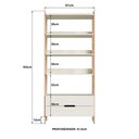 Ver imagem 3 de Estante de Livros 100% MDF 81CMX183CM 2 Gavetas e 4 Prateleiras Elvis Bege/Off White/Carvalho