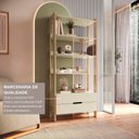 Ver imagem 4 de Estante de Livros 100% MDF 81CMX183CM 2 Gavetas e 4 Prateleiras Elvis Bege/Off White/Carvalho