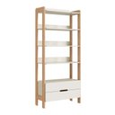 Ver imagem 2 de Estante de Livros 100% MDF 81CMX183CM 2 Gavetas e 4 Prateleiras Elvis Bege/Off White/Carvalho