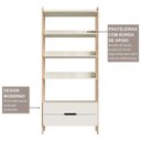Ver mais imagens de Estante de Livros 100% MDF 81CMX183CM 2 Gavetas e 4 Prateleiras Elvis Bege/Off White/Carvalho