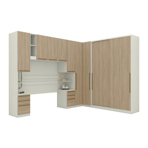 Quarto Casal 9 Portas 6 Gavetas Canto Areia/jequitibá