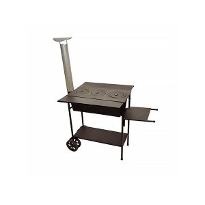 Fogão A Lenha De Ferro Fundido Portátil Chaminé E Carrinho