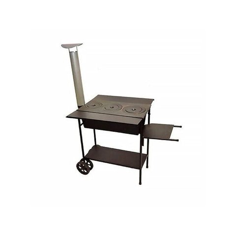 Fogão A Lenha De Ferro Fundido Portátil Chaminé E Carrinho